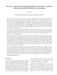 The Native Vegetation of the Cumberland Plain, Western Sydney: Systematic Classification and Field Identification of Communities