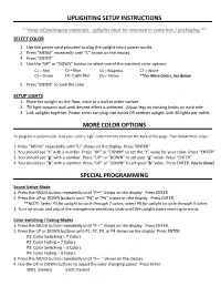 Uplighting Setup Instructions More Color Options Special Programming
