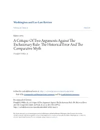 A Critique of Two Arguments Against the Exclusionary Rule: the Historical Error and the Comparative Myth, 32 Wash