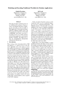 Modeling and Encoding Traditional Wordlists for Machine Applications