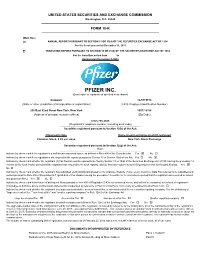 PFIZER INC. (Exact Name of Registrant As Specified in Its Charter)