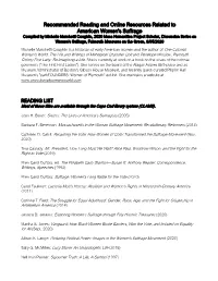 Recommend Reading List & Online Resources