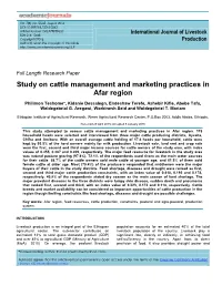 Study on Cattle Management and Marketing Practices in Afar Region