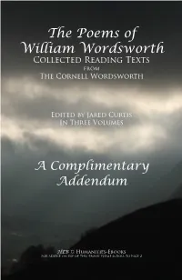 The Poems of William Wordsworth Collected Reading Texts from the Cornell Wordsworth