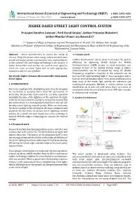 Zigbee Based Street Light Control System