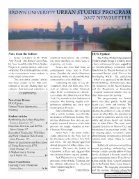 Brown University Urban Studies Program 2007 Newsletter