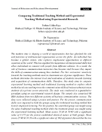 Comparing Traditional Teaching Method and Experiential Teaching Method Using Experimental Research