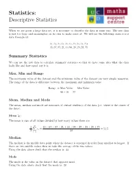 Descriptive Statistics