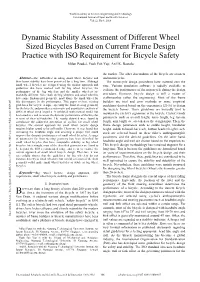 Dynamic Stability Assessment of Different Wheel Sized Bicycles Based on Current Frame Design Practice with ISO Requirement for B