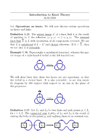 Introduction to Knot Theory 25/02/2018
