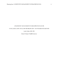 Running Head: ANESTHETIC MANAGEMENT in ERAS PROTOCOLS 1