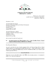 Screening Decision Report Nirb File No.: 12Mn043