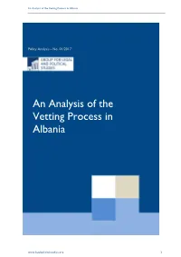 An Analysis of the Vetting Process in Albania
