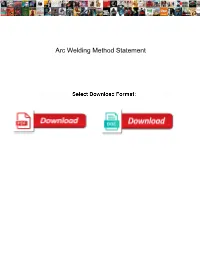 Arc Welding Method Statement
