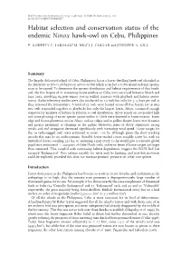 Habitat Selection and Conservation Status of the Endemic Ninox Hawk-Owl on Cebu, Philippines