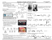 Highlights in Peptide and Protein Synthesis 04/23/16