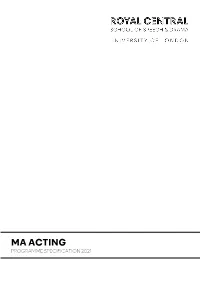 MA ACTING PROGRAMME Specification 2021