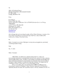 NIRS Comments on Re-Write of Michigan's Mining Rules And