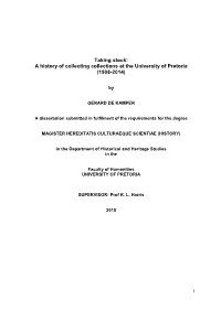 Taking Stock: a History of Collecting Collections at the University of Pretoria (1908-2014)