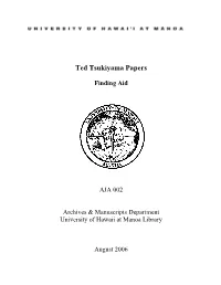 Ted Tsukiyama Papers