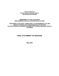 2001-06-26 FSOR ZEV Infrastructure and Standardization