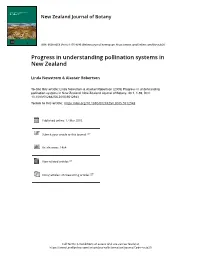 Progress in Understanding Pollination Systems in New Zealand