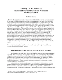 “Reality – Is It a Horror?”: Richard Shaver's Subterranean World and the Displaced Self