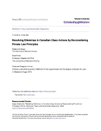Resolving Dilemmas in Canadian Class Actions by Reconsidering Private Law Principles
