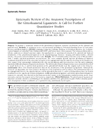 Systematic Review of the Anatomic Descriptions of the Glenohumeral Ligaments: a Call for Further Quantitative Studies Jorge Chahla, M.D., Ph.D., Zachary S