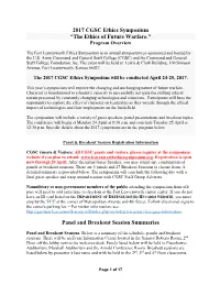 2017 CGSC Ethics Symposium “The Ethics of Future Warfare.” Program Overview