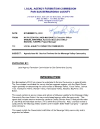 Definition of Community and Service Review for Morongo Valley Which