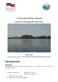 Join Us!! and Row on the Lake of 2013 WORLD ROWING MASTERS Regatta!!