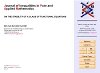 On the Stability of a Class of Functional Equations