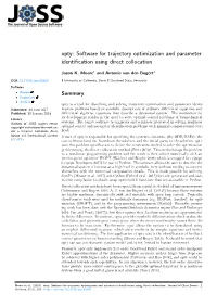 Opty: Software for Trajectory Optimization and Parameter Identification Using Direct Collocation