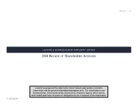 2018 Review of Shareholder Activism