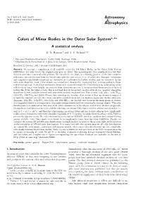 Astronomy & Astrophysics Colors of Minor Bodies in the Outer Solar