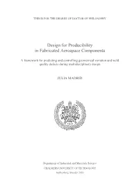 Design for Producibility in Fabricated Aerospace Components