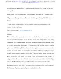 Development and Optimization of a Germination Assay and Long-Term Storage for Cannabis