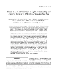 Effects of I.C.V. Administration of Leptin on Copulatory and Ingestive Behavior in STZ-Induced Diabetic Male Rats