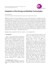 Integration of the Energy and Building Technologies
