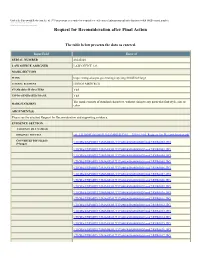Request for Reconsideration After Final Action