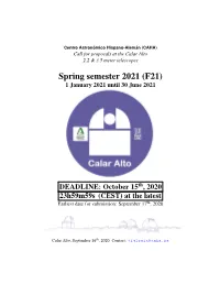 Spring Semester 2021 (F21) 1 January 2021 Until 30 June 2021