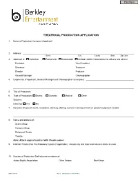 Theatrical Production Application
