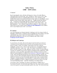 Aztec Notes 1300 – 1519 (1521)
