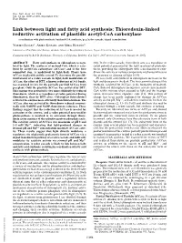 Link Between Light and Fatty Acid Synthesis: Thioredoxin-Linked Reductive Activation of Plastidic Acetyl-Coa Carboxylase