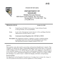 Nevada Department of Wildlife Would Be Required to Review NAC in 2021