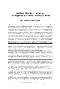The Eighteenth-Century Playbill at Scale