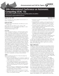 10Th International Conference on Autonomic Computing (ICAC ’13) Sponsored by USENIX, the Advanced Computing Systems Association