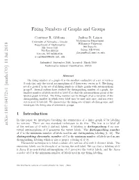 Arxiv:1807.04372V1 [Math.CO] 11 Jul 2018 Fixing Numbers of Graphs and Groups