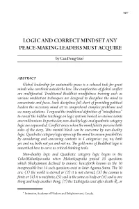 Logic and Correct Mindset Any Peace-Making Leaders Must Acquire